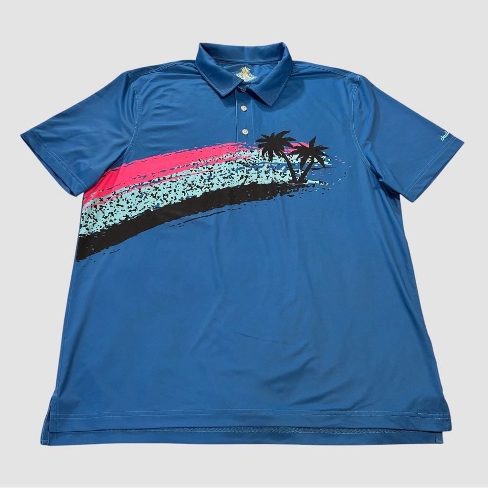 Chubbies Mens Large Palm Tree‎ Graphic Print Performance Polo Golf